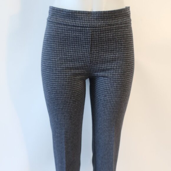 Women Avenue Montaigne Leo F1683 Navy Gray Flat Front Pull-On Flared Pants 6 - Picture 3 of 11